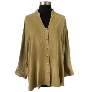 Tianello by Steve Barraza Taipei blouse tencel olive green XL